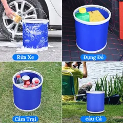 Xô Đựng Nước Gấp Gọn Dã Ngoại Đa Năng - Vải Chống Thấm, Dễ Dàng Mang Theo Khi Cắm Trại, Câu Cá, Rửa Xe