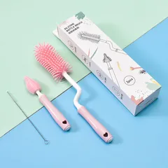 Bộ cọ rửa bình sữa Silicon 3 chi tiết xoay 360 độ - Dễ dàng vệ sinh và an toàn cho sức khỏe, không mốc, không mùi hôi.