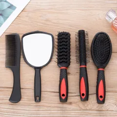 Combo Lược Chải Tóc Gỡ Rối Kèm Gương, Giá Đỡ - Bộ Phụ Kiện Chăm Sóc Tóc Đầy Đủ, Thích Hợp Cho Tóc Dài Ngắn, Mượt Mà, Gọn Gàng