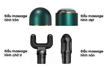 Máy massage cầm tay KASJ A6 - Thiết bị massage trị liệu 4 đầu đa năng, hỗ trợ giảm đau cơ và mệt mỏi hiệu quả