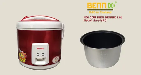 Nồi cơm điện Bennix BN-018RC 1.8L - Thiết kế sang trọng, dung tích 1.8L, phù hợp cho gia đình 5-6 người, giữ ấm và nấu nhanh chóng.