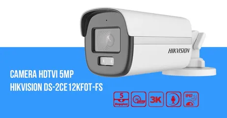Camera 3K ColorVu Hikvision DS-2CE12KF0T-FS - Camera HDTVI 5MP Quan Sát Màu Ban Đêm, Chống Nước IP67, Âm Thanh Tích Hợp