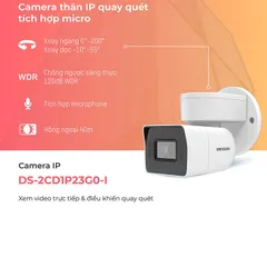 Camera IP 2MP Hikvision DS-2CD1P23G0-I - Camera Chống Nước IP66, Hồng Ngoại 40m, Tích Hợp Micro, Phù Hợp Trong Nhà Ngoài Trời