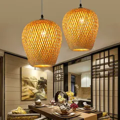 Combo 3 Đèn Lồng Mây Tre Thả Trần (2 Dài + 1 Ngắn) - Trang Trí Độc Đáo Phòng Khách, Phòng Ngủ, Quán Cafe