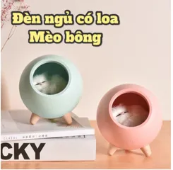 Đèn Ngủ Tổ Ấm Mèo Con Dễ Thương - Đèn LED Tích Hợp Loa Bluetooth, Sạc USB - Trang Trí Phòng Ngủ, Quà Tặng Thú Vị