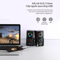 Loa Máy Tính ROBOT RS200 - Đèn LED RGB Đổi Màu, Âm Thanh Mạnh Mẽ, Công Suất 6W, Thiết Kế Gaming, Trải Nghiệm Âm Thanh Cao Cấp