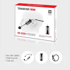 Micro không dây đeo tai TakStar HM 200W - Âm thanh rõ nét, kết nối đa phương tiện cho giảng dạy, hướng dẫn viên du lịch và quảng cáo.