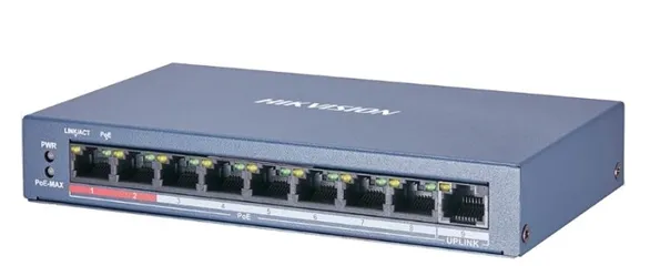 Switch mạng 8 cổng PoE Hikvision DS-3E0109P-E/M(B) - Thiết bị mạng chính hãng, truyền dẫn ổn định và bền đẹp, khoảng cách tối đa 300m