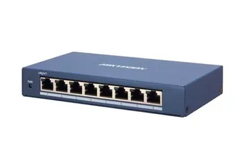 Switch mạng Gigabit 8 cổng Hikvision DS-3E1508-EI - Thiết bị chia mạng kim loại bền, hỗ trợ quản lý băng thông và hiển thị sơ đồ mạng.