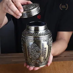 Bình Đựng Trà Hợp Kim Đồng Hoa Văn Cổ 4 Mùa - Trang Trí Nhà Cửa Sang Trọng, Bảo Quản Trà Tối Ưu