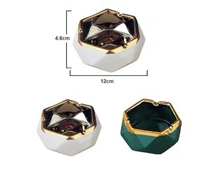 Gạt Tàn Sứ Hoàng Kim Nordic Hình Học - Trang Trí Nhà Cửa Tân Cổ Điển Sang Trọng, Chất Liệu Cao Cấp