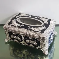 Hộp Đựng Giấy Ăn Hoàng Gia Lớn - Thiết Kế Tân Cổ Điển Khắc Chạm 3D Sang Trọng, Đồ Trang Trí Bàn Ăn, Quà Tặng Ý Nghĩa