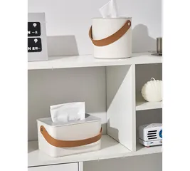 Hộp Nhựa Đựng Giấy Quai Da Cao Cấp - Tiện Lợi, Chống Bám Bẩn, Thiết Kế Đơn Giản Phù Hợp Mọi Không Gian Nội Thất