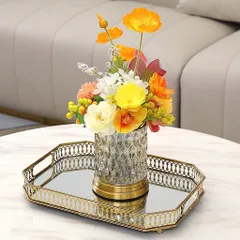 Khay Gương Thủy Tinh Decor Sang Trọng - Khung Vàng Cao Cấp, Thiết Kế Hiện Đại, Đựng Cốc, Mỹ Phẩm, Trang Trí Nội Thất