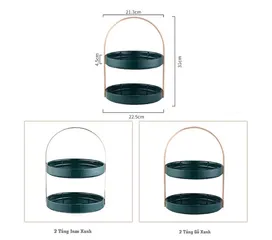 Khay sứ ngọc bích 2 tầng cao cấp - Khay đựng bánh trái và kẹo ngọt sang trọng, trang trí nhà cửa hiện đại và tinh tế