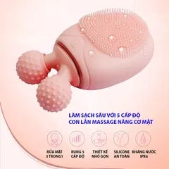 Máy rửa mặt và massage cầm tay Boorui BR01 - Rung 5 cấp độ, silicon mềm, an toàn cho da nhạy cảm, làm sạch sâu và thư giãn