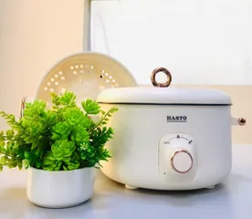 Nồi lẩu điện đa năng Hasto Hàn Quốc 6 chức năng 5L, kèm xửng hấp - Nấu lẩu, hấp, xào, hầm dễ dàng, tiện lợi cho gian bếp.