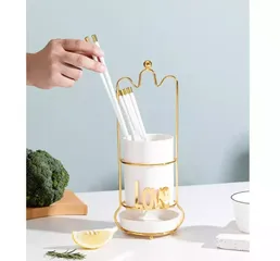 Ống Đựng Đũa Sứ Khung Inox Hình Love - Tiện Ích Bếp Sang Trọng Màu Xanh Mint, Xanh, Trắng - Đồ Gia Dụng Nhà Bếp Cao Cấp