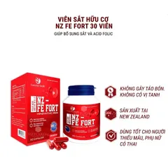Viên uống hỗ trợ bổ sung sắt hữu cơ NZ-FE Fort - Tăng cường sức đề kháng và cải thiện thiếu máu - Hộp 30 viên