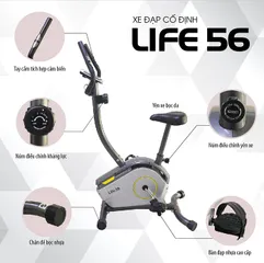 Xe Đạp Tập Thể Dục Cố Định Life 56 - Kháng Lực 8 Mức Chống Ồn, Thể Dục Tại Nhà, Dụng Cụ Tập Luyện Tiện Lợi