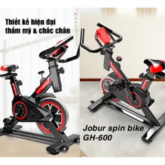 Xe đạp tập thể thao Jobur Spinbike GH-600 - Khung hợp kim chắc chắn, tải trọng 100kg, động cơ dây curoa êm ái, tiện lợi cho tập luyện tại nhà