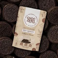 Bánh Cookies Choczero Socola Trắng Cookies & Cream Keto Bark - Nguyên Liệu Tự Nhiên, Không Đường, Dùng Cho Người Kiêng Đường