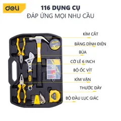 Bộ Dụng Cụ Sửa Đồ Đa Năng 116 Chi Tiết Deli DL5973 - Bộ Sản Phẩm Hữu Ích Cho Mọi Gia Đình, Tiện Lợi Và Đầy Đủ Phụ Kiện