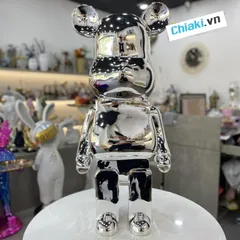 Gấu Bearbrick mạ bạc DBCP288 cao cấp - Đồ trang trí nhà độc đáo, thiết kế dễ thương, cao 80cm, sang trọng cho không gian sống