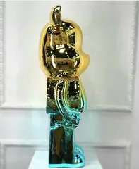 Gấu Bearbrick Mạ Xanh Ngọc Vàng DBCP292 - Mô Hình Trang Trí Sang Trọng, Đúc Composite, Đồ Chơi Sưu Tầm Cao Cấp