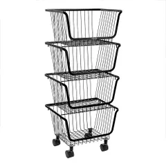 Kệ Rổ Đựng Đồ Nhà Bếp Sơn Tĩnh Điện Nhiều Tầng - Khung Thép Bền, Thiết Kế Khoa Học, Tiện Dụng Cho Bếp và SPA