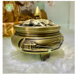 Lư Xông Trầm Đồng Vàng Họa Tiết Hoa Sen - Trang Trí Phong Thủy Tạo Hương Thơm - Lưu Hương An Lành Trong Không Gian Sống