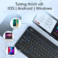 Bàn phím Bluetooth Inphic V750B - Kết nối ổn định cho iOS, Android, Windows - Không dây, mỏng nhẹ, pin sạc lại, tiện dụng cho laptop và tablet