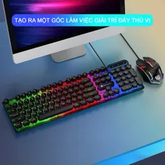 Bàn Phím Gaming Giả Cơ Sidotech SP100 Kèm Chuột - Thiết Kế Đẹp, Chức Năng Đầy Đủ, Qwerty Tiếng Anh