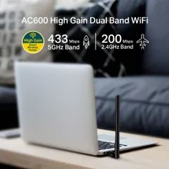 Bộ Chuyển Đổi USB Wifi TP-Link Archer T2U Plus AC600 - Tốc Độ Cao 600Mbps Băng Tần Kép 2.4GHz & 5GHz, Thích Hợp Game và Truyền Hình HD