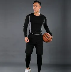 Bộ Quần Áo Legging Nam Giữ Nhiệt 3 Trong 1 Cao Cấp - Thể Thao Tập Gym, Chất Liệu Thun Polyester Cao Cấp, Thiết Kế Thoải Mái, Đen Xám