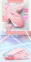 Chuột Gaming Không Dây Màu Hồng SIDOTECH Inphic W5P - Độ Nhạy 4000 DPI, Thiết Kế Đẹp Dành Cho Nữ Game Thủ, Tắt Âm Silent