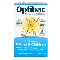 Men vi sinh Optibac cho trẻ từ 0-12 tuổi - Hỗ trợ tiêu hóa, cải thiện táo bón và sức khỏe hệ vi sinh đường ruột cho trẻ nhỏ và mẹ bầu