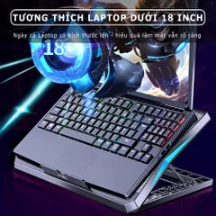 Đế tản nhiệt laptop Sidotech Q3 - 6 quạt làm mát siêu êm cho máy 12-18 inch - Thiết kế thông minh, chống trượt, LED xanh dương
