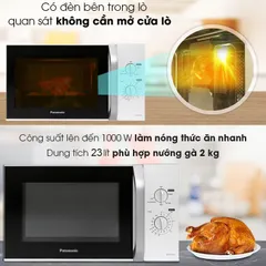 Lò vi sóng Panasonic NN-GM34JMYUE 23L - Nướng & Hẹn Giờ Tiện Ích, Chất Liệu Thép Không Gỉ, Công Suất 800W/1000W