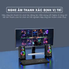 Loa máy tính mini để bàn âm thanh vòm 3D Sidotech K102 - Âm thanh sống động, đèn LED RGB đa màu sắc, tương thích với PC và laptop