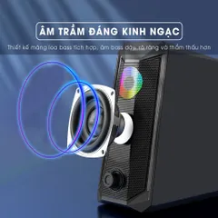 Loa máy tính mini để bàn âm thanh vòm 3D Sidotech K102 - Âm thanh sống động, đèn LED RGB đa màu sắc, tương thích với PC và laptop