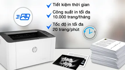 Máy in laser đen trắng HP 107A - In tốc độ cao 20 trang/phút, độ phân giải 1200 dpi, lý tưởng cho văn phòng và cá nhân