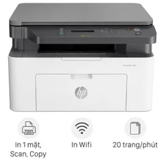 Máy in laser không dây HP 135W - Đa năng In, Copy, Scan, Kết nối USB & Wifi, Tốc độ 20 trang/phút, Chất lượng in 600x600 dpi