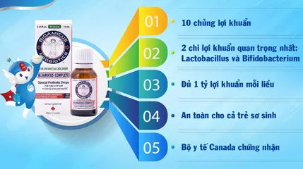 Men vi sinh BioAmicus Complete 10 chủng cho bé - Tăng cường tiêu hóa và miễn dịch, bổ sung lợi khuẩn tự nhiên 10ml
