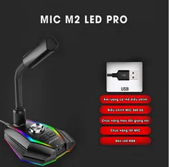 Micro thu âm để bàn SIDOTECH M2 - Micro USB giảm tiếng ồn, 360 độ xoay, tích hợp LED RGB, lý tưởng cho livestream và trò chuyện trực tuyến.