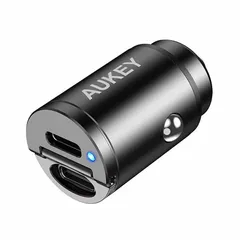 Tẩu Sạc Ô Tô Aukey CC-A4 Sạc Nhanh 30W QC 3.0 - Thiết Kế Nhỏ Gọn, 2 Cổng Type-C, Sạc Cùng Lúc 2 Thiết Bị