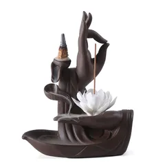 Thác Khói Trầm Hương Bàn Tay Phật Thủ Ấn Gốm Sứ - Phong Thủy Tạo Mùi Thơm Tự Nhiên, Trang Trí Không Gian Cảm Xúc Thư Giãn