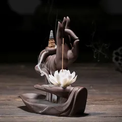 Thác Khói Trầm Hương Bàn Tay Phật Thủ Ấn Gốm Sứ - Phong Thủy Tạo Mùi Thơm Tự Nhiên, Trang Trí Không Gian Cảm Xúc Thư Giãn