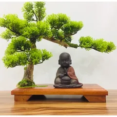 Tượng Chú Tiểu Gõ Mõ Khất Thực Gốm Tử Sa - Vật Phẩm Phong Thủy Trang Trí Góc Làm Việc Tăng Cảm Giác An Nhiên