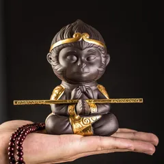 Tượng Khỉ Mỹ Hầu Vương Gốm Sứ Tử Sa Cao Cấp - Vật Phẩm Phong Thủy Trang Trí Nhà Cửa và Văn Phòng Size L 12.5cm